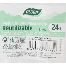 Algon Set 24 Vasos Chupito PP 30 ml Transparentes (24 Unidades)