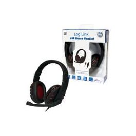 LogiLink HS0033 Auriculares USB Alámbricos Diadema Negro Rojo para Llamadas y Música