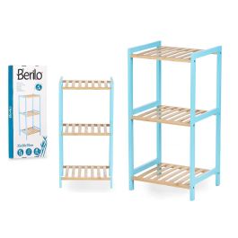 Berilo Estanteria Cuadrada 3 Estantes Bambu Azul 35x70x30 cm