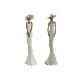 Figura Decorativa Home ESPRIT Blanco Verde Mujer 7,5 x 7,5 x 30 cm (2 Unidades) Precio: 22.49999961. SKU: B16DJMHLTH