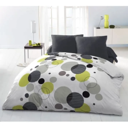 Home Linge Passion HOM3701393716895 Juego de cama de microfibra Bulle de rêve - Gris - Funda nórdica 220 x 240 cm + 2 fundas de almohada 63 x 63 cm