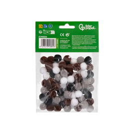 Liderpapel Pompones de colores 1,5 cm tonalidades neutras bolsa con 80 unidades para manualidades