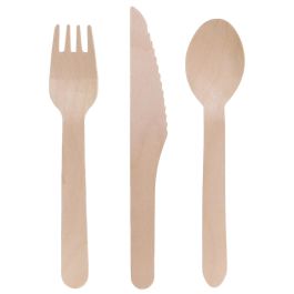 Saveur et Degustation Eco Concept Juego de 24 Cubiertos de Madera de Pino (8 Cucharas, 8 Cuchillos, 8 Tenedores)