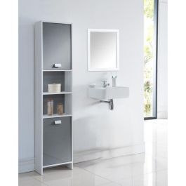 Parisot TOP500567 Columna de baño de tablero de partículas blanco y gris, 2 puertas, L39,5 x P19,5 x H170 cm
