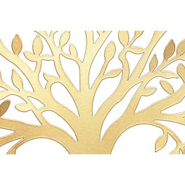 DKD Home Decor Decoración Pared Shabby Árbol Metal Dorado 40x40 cm Set de 4 Unidades