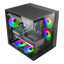 Mars Gaming MCV-ONE Caja Semitorre Gaming ATX con Doble Cristal Templado, Ventilador FRGB y Doble Cámara