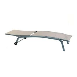 DKD Home Decor Tumbona Reclinable con Ruedas Gris Oscuro para Terraza y Jardín de Aluminio Textilene 64x97x187.5 cm
