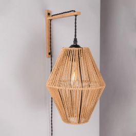 Aplique de Pared Narayanganj SKD-W1020 de Madera Natural y Mediterráneo para Salón y Dormitorio con Casquillo E27