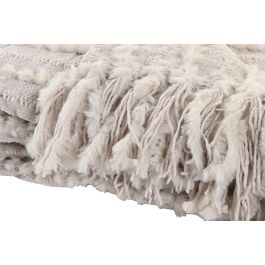 DKD Home Decor 2c25 Manta de Sofá de Punto Chenilla Poliéster Beige 170x130cm 360gsm Pack 2 Unidades