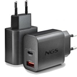 NGS Cargador Pared GaN ERA30WBLACK 30W 2 Puertos USB-C y USB-A Ultrarrápido