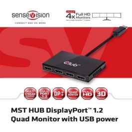 Club3D Hub Multi Stream Transport DisplayPort 1.2 Quad Monitor, 4x DP, Full HD 1920x1080 60Hz, USB Powered