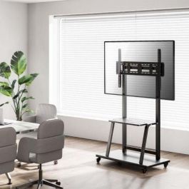 AISENS - SOPORTE DE SUELO ECO CON RUEDA, BANDEJA PARA DVD PARA MONITOR/TV 150KG DE 37-100, NEGRO