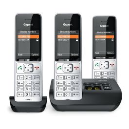 Gigaset COMFORT 500A trio Teléfono DECT/analógico con manos libres y contestador automático, Negro Plata