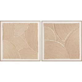 DKD Home Decor Cuadro Decorativo Scandi Moderno de Lienzo y Algodón Natural Blanco, 100x100x3.8 cm - Pack de 2 Unidades Precio: 137.98999962. SKU: B14QP2E4YZ