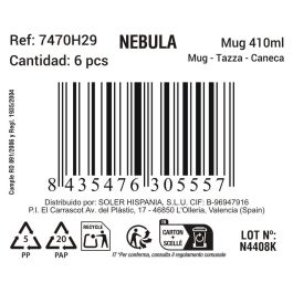La Mediterranea Mug "Nebula" 410 ml ø9.5x10.7 cm (18 Unidades)