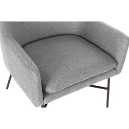 DKD Home Decor Sillón Scandi Gris Claro y Negro de Poliéster y Metal 62 x 76.5 x 66 cm, Altura Asiento 46 cm