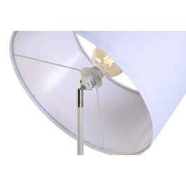 DKD Home Decor Lámpara de Pie Scandi E27 Blanca/Marrón 65 x 152 x 40 cm Metal/Pino/Poliéster con Mesita