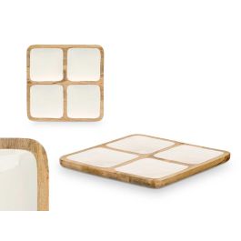 Bandeja Cuadrada 4 Espacios Madera Mango Blanco Giftdecor 29.5x29.5x3 cm (6 Unidades) Precio: 63.89000013. SKU: B17NE7J9SM