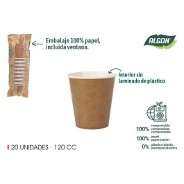 Set de 20 vasos de cartón Kraft 120 cc - Algon (24 Unidades) Precio: 14.49999991. SKU: B186WDYEQJ