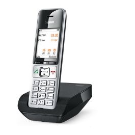 Gigaset COMFORT 500 Teléfono DECT Inalámbrico con Manos Libres, Identificador de Llamadas, 200 Entradas, Negro/Plata