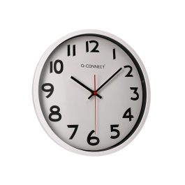 Q-connect Reloj de Pared Oficina Redondo Plástico Blanco 34 cm