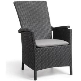 VERMONT Sillón multiposición en resina tejida de ratán - Gris VERMONT Sillón multiposición en resina tejida de ratán - Gris
