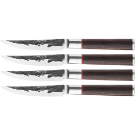 Forged FOR8720039623644 Juego de 4 Cuchillos para Carne Acero Japonés 440C Mango Madera Dalbergia