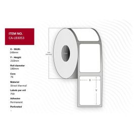 Capture Label 148 x 210 Core 76 Ø 180 mm. White. DT. Permanent. 750 labels per roll. 6 rolls per box. Precio: 316.78999957. SKU: B1K3WEBRJF