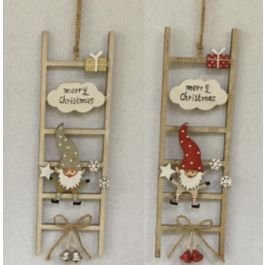 DKD Home Decor Decoración Colgante de Navidad Tradicional de Madera, Blanco Rojo, 1x22x7 cm - 12 Unidades Surtidas Aleatoriamente Precio: 34.1583. SKU: B15RJ79KV3