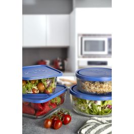 Igloo Fiambrera Redonda con Tapa, 21.5 cm de Diámetro, Azul - Capacidad 2200 cc (6 Unidades)