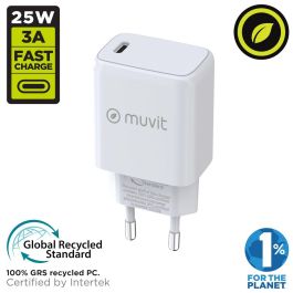 Cargador de Pared Muvit For Change MCACC0038/ 1xUSB Tipo-C/ 25W