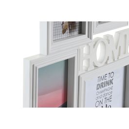 DKD Home Decor Marco Multifoto Romantico Blanco PP para 6 Fotos 46.5 x 40.5 x 2.2 cm