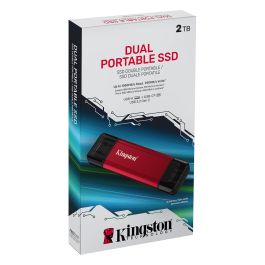 Kingston 2TB SSD Portable Dual USB-A/C Hasta 1050MB/s USB 3.2 Gen 2 Negro Rojo