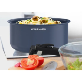 Arthur Martin AM8896 Batería de Cocina 5 Piezas Aluminio Revestimiento Cerámico Azul, Apto para Todo Tipo de Fuegos, Incluida Inducción