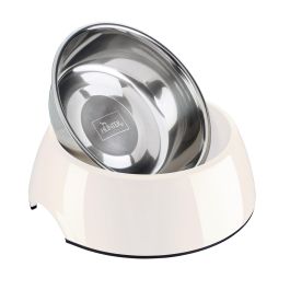 Hunter Comedero de Melamina con Cuenco Extraíble de Acero Inoxidable 350 mL Blanco Antideslizante y Resistente Fácil Limpieza
