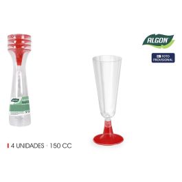 Algon Set de 4 Copas de Cava con Pie Rojo 150 cc (Alto 16,5 cm, Ancho 6 cm, Largo 5,5 cm) (24 Unidades) Precio: 14.58999971. SKU: B16DHZ5GZE