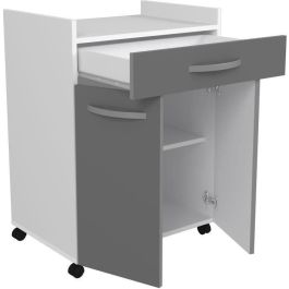 Carro OSLO 60 cm - 1 cajón y 1 puerta - L 60 x P 44 x H 81 cm - Color gris brillo - EKIPA Carro OSLO 60 cm - 1 cajón y 1 puerta - L 60 x P 44 x H 81 cm - Color gris brillo - EKIPA