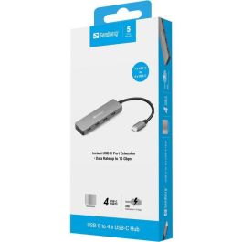 Sandberg Hub USB-C a 4 Puertos USB-C para Ordenador - Adaptador Expansor de Conectividad de Alta Velocidad (10 Gbit/s)