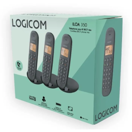Logicom Teléfono Fijo Inalámbrico DECT ILOA 350 TRIO Negro LOG3483071500247 Sin Contestador Automático