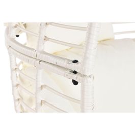 DKD Home Decor Sillón Terraza Jardín Blanco Ratán Sintético Acero con Cojines, Desmontable, 90x65x151 cm, Altura Asiento 47cm