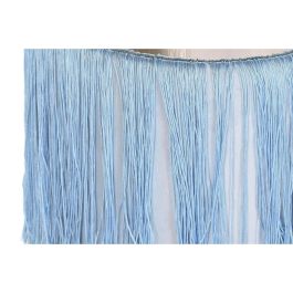 Reposapiés DKD Home Decor Plateado Metal Azul cielo Azul marino Flecos 35 x 35 x 41 cm (2 Unidades)