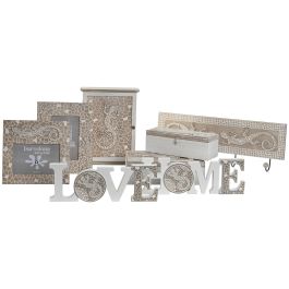 DKD Home Decor Marco de Fotos Boho Natural Blanco 20 x 19 x 1 cm (4 Unidades)