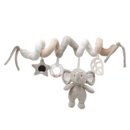 KioKids Peluche Espiral Elefante Interactivo con Mordedor Sonajero para Cuna y Carrito Bebé +0 Meses Gris Beige 35 cm