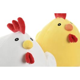 DKD Home Decor Peluche de Pollo Blanco Amarillo Poliéster Spandex 30 x 25 x 25 cm (6 Unidades)