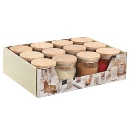 DKD Home Decor Vela Crema Rojo 7 x 9 x 7 cm (12 Unidades) Cera Parafina Cristal Coco Vainilla