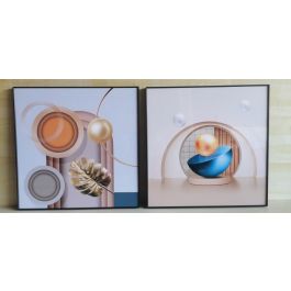 DKD Home Decor Cuadro Beige Dorado Abstracto Aluminio MDF 3 x 80 x 80 cm (2 Unidades) Precio: 87.1926. SKU: S3028608