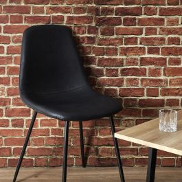 Home Deco Factory Silla Amber Negra Estilo Industrial - Madera y Hierro - 54,2x43,7x85,5 cm