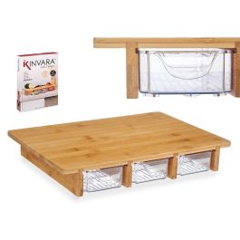 Tabla de Bambú Kinvara 3 Compartimentos 40x28x6 cm - Natural/Transparente (6 Unidades)