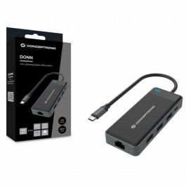 Conceptronic DONN14G Adaptador USB-C Multipuerto 7 en 1 a HDMI 4K, USB-C PD 100W, USB 3.0, GbE