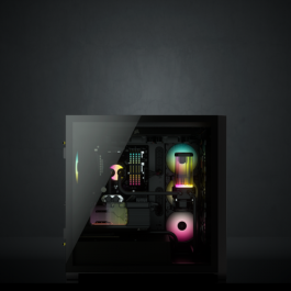 Corsair iCUE 5000X RGB Midi Torre PC Negro, Vidrio Templado, Soporte para ATX, 3 Ventiladores 120mm